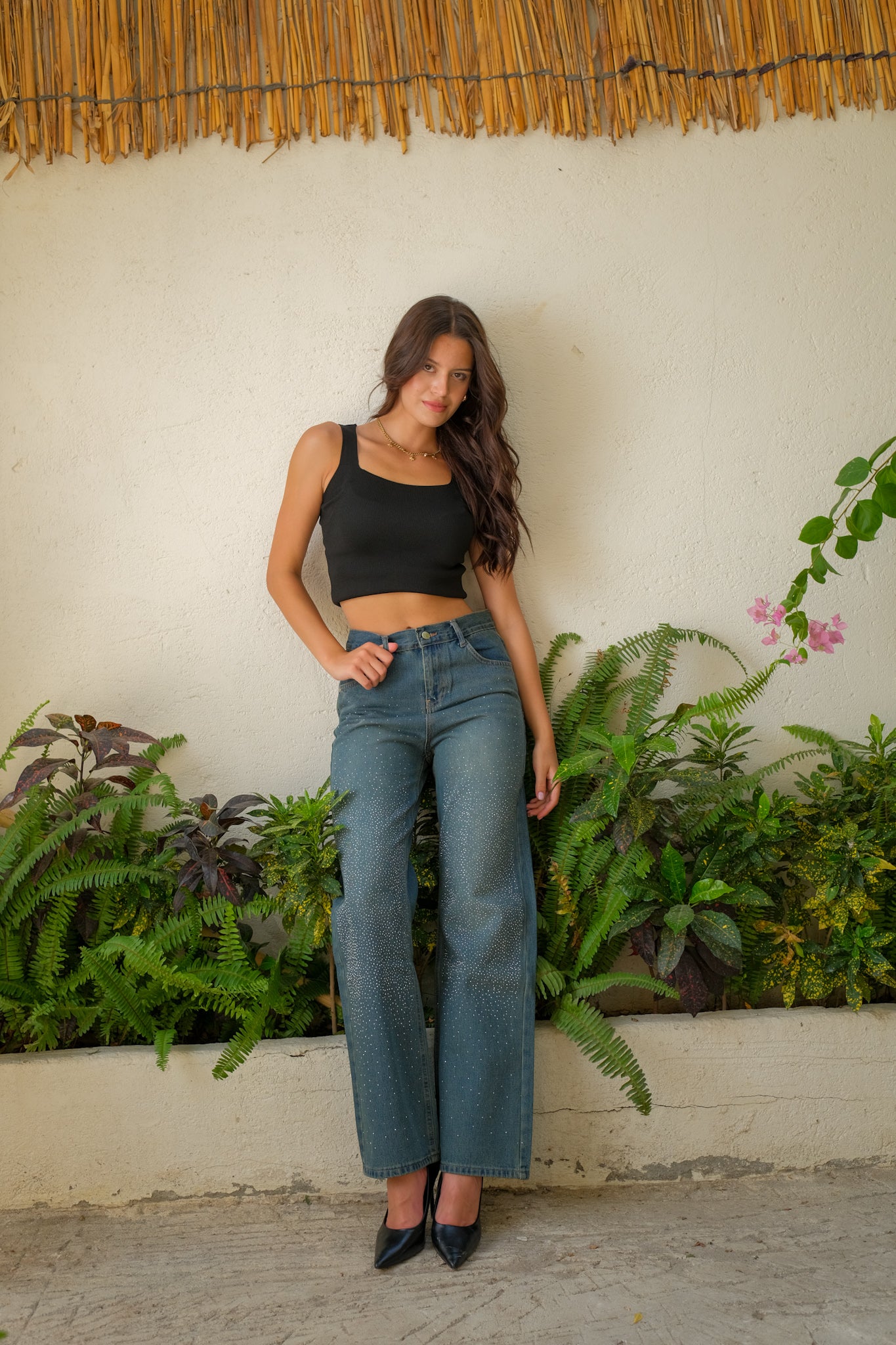 Star-Embellished Straight-Leg Denim