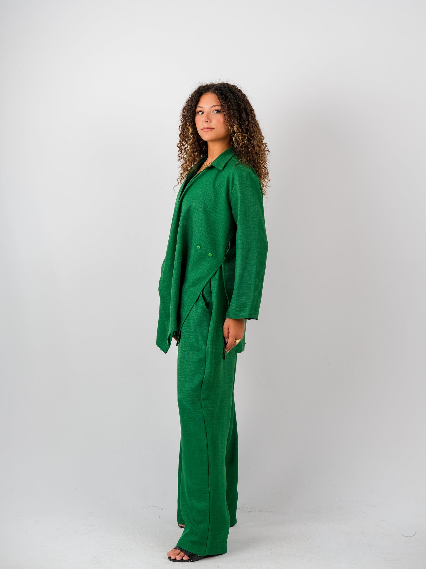 Linen set in green