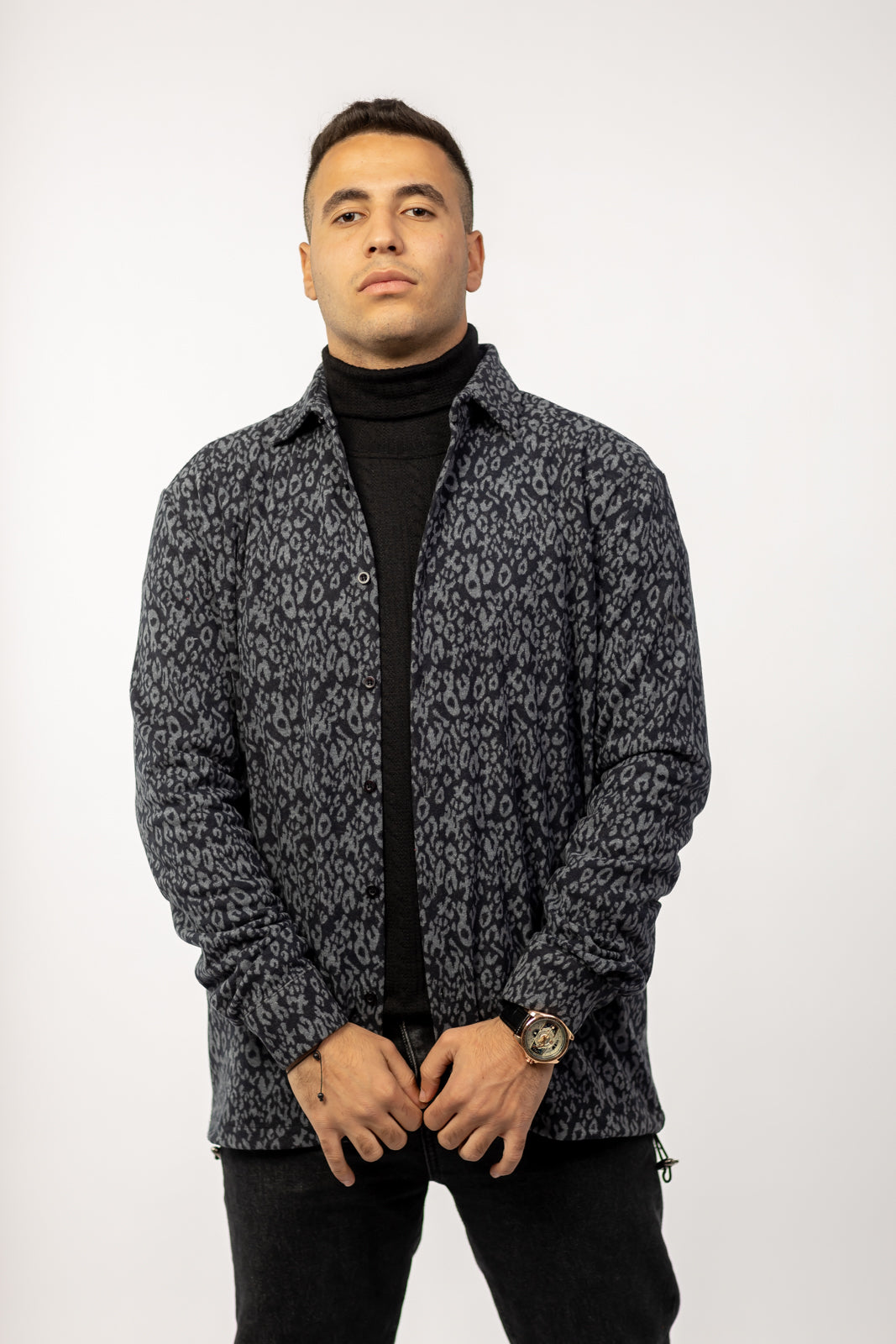 Patterned wool over-shirt