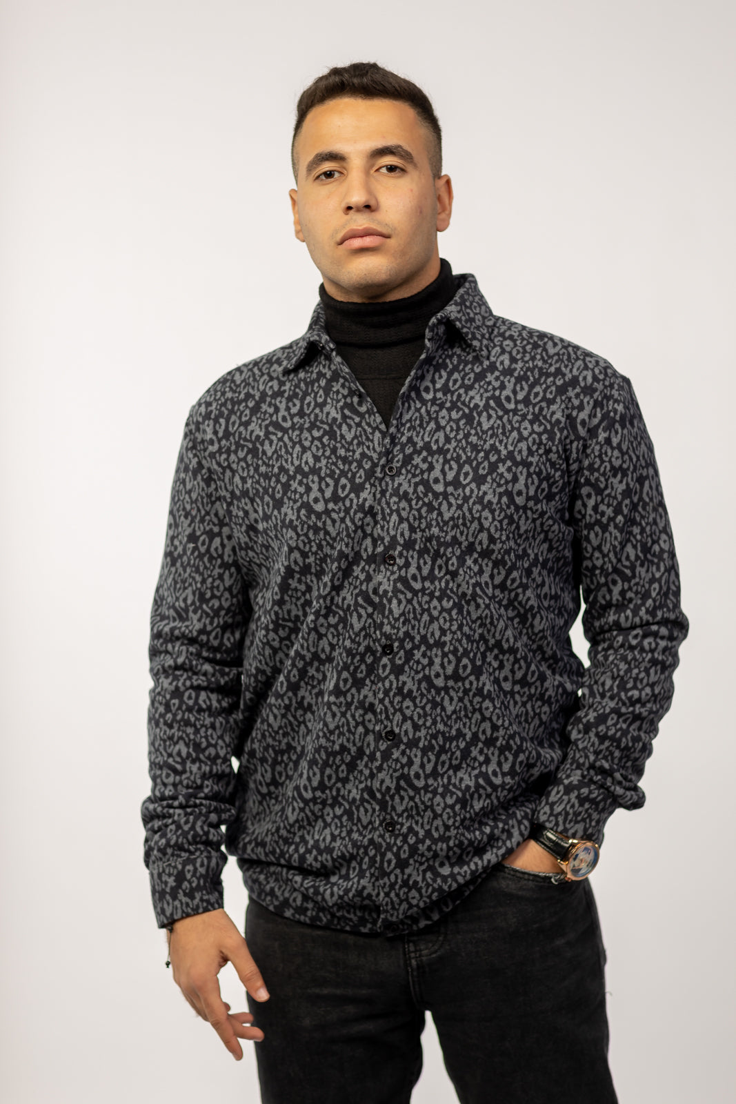 Patterned wool over-shirt