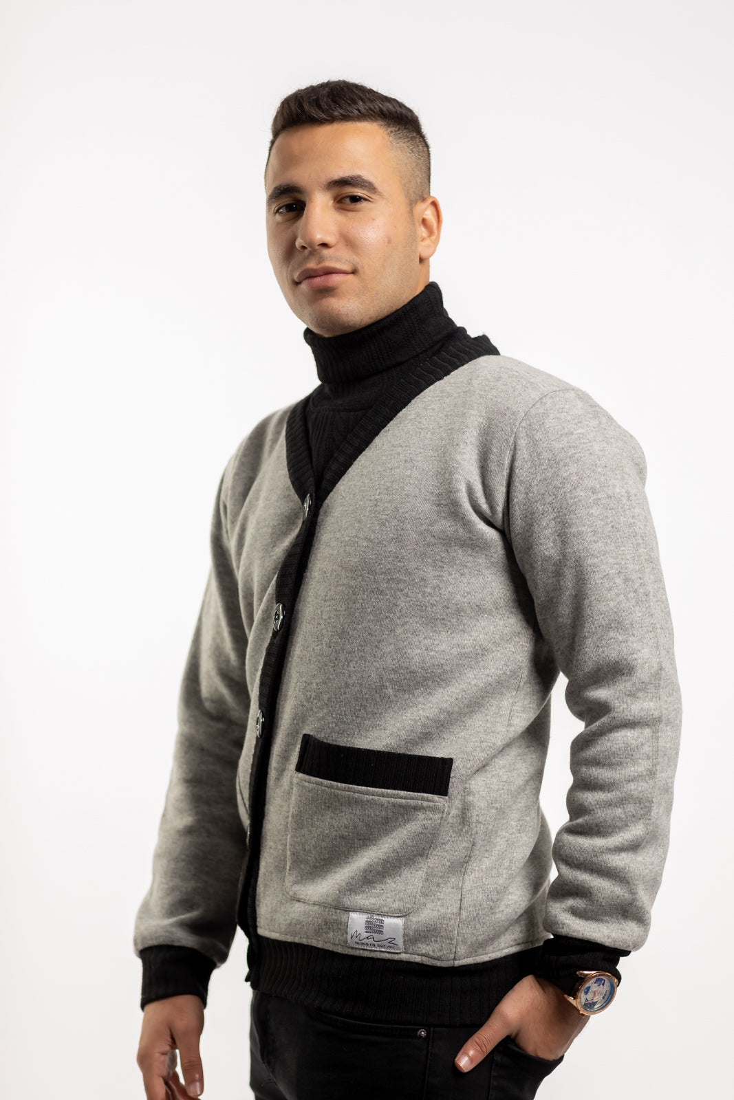 Grey Wool Jacket With Pockets