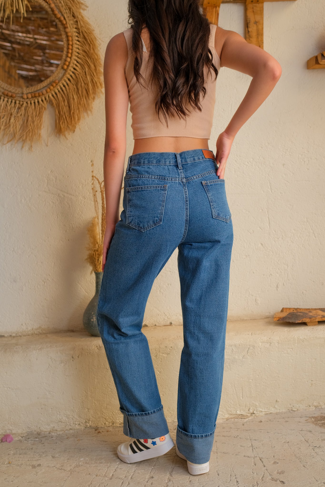 Cuffed Straight-Leg Denim
