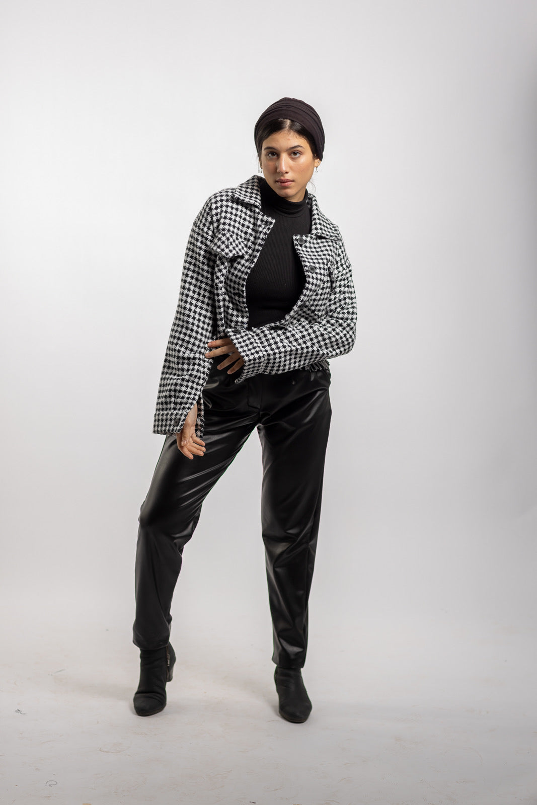 Cropped checkered Jacket with fringes