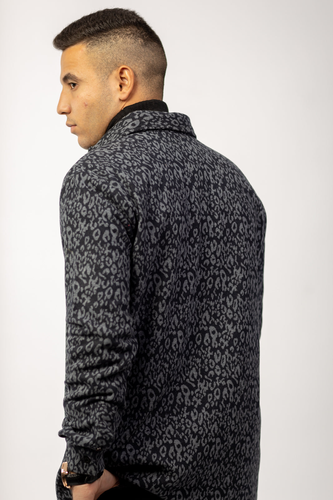 Patterned wool over-shirt