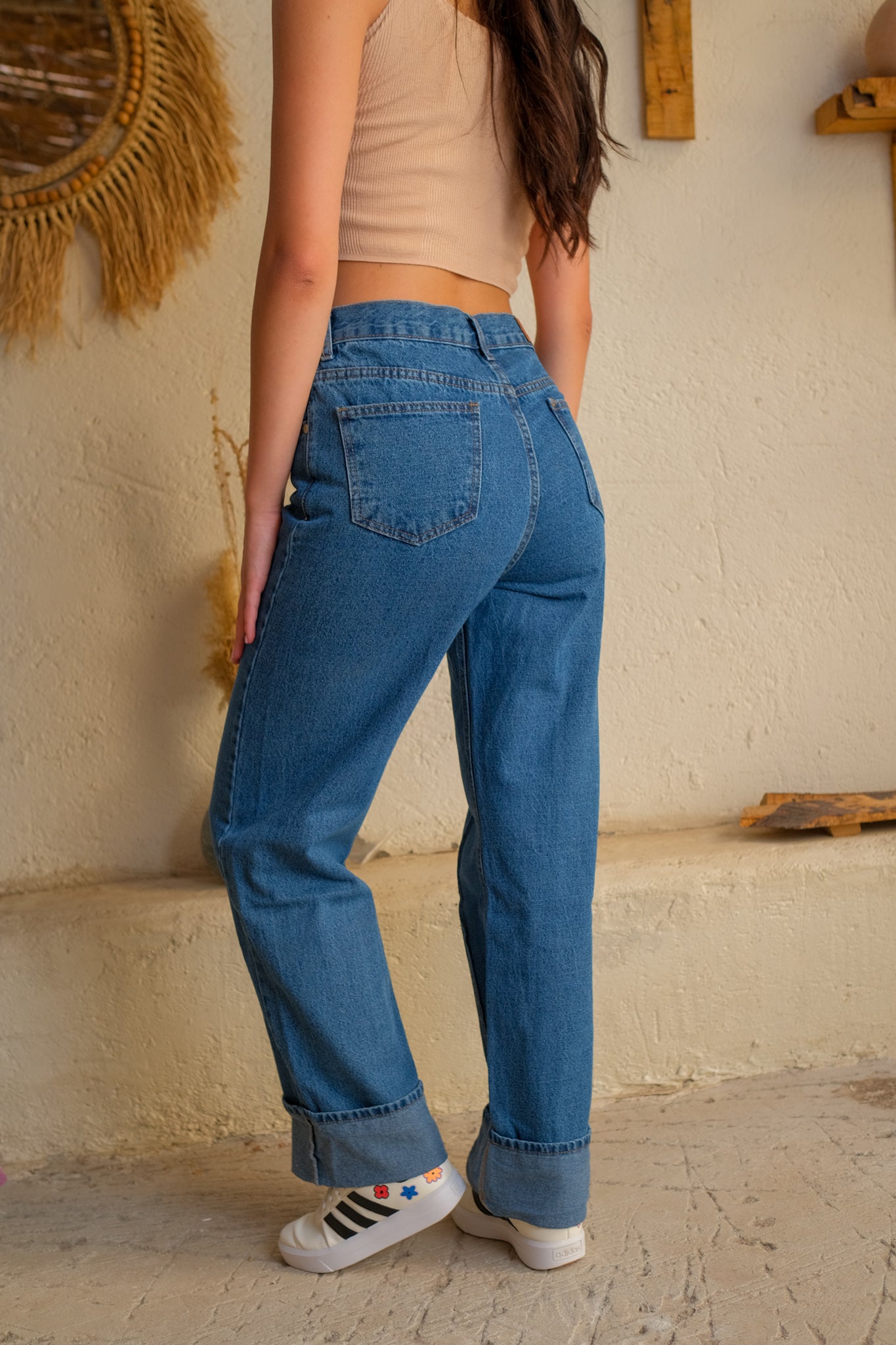 Cuffed Straight-Leg Denim