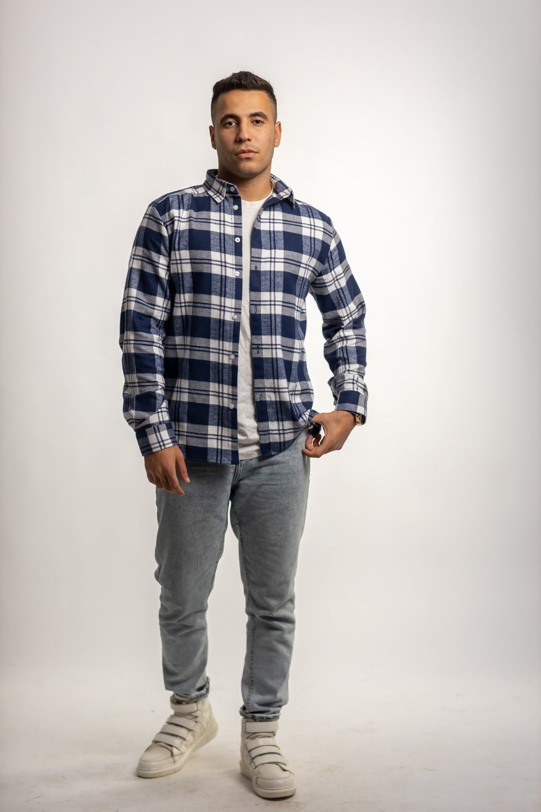 Checkered Wool Over-Shirt