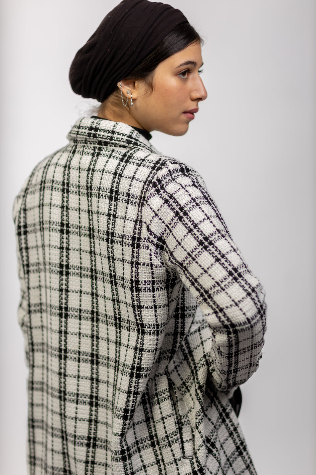 Long Checkered Wool Shirts With Fringes