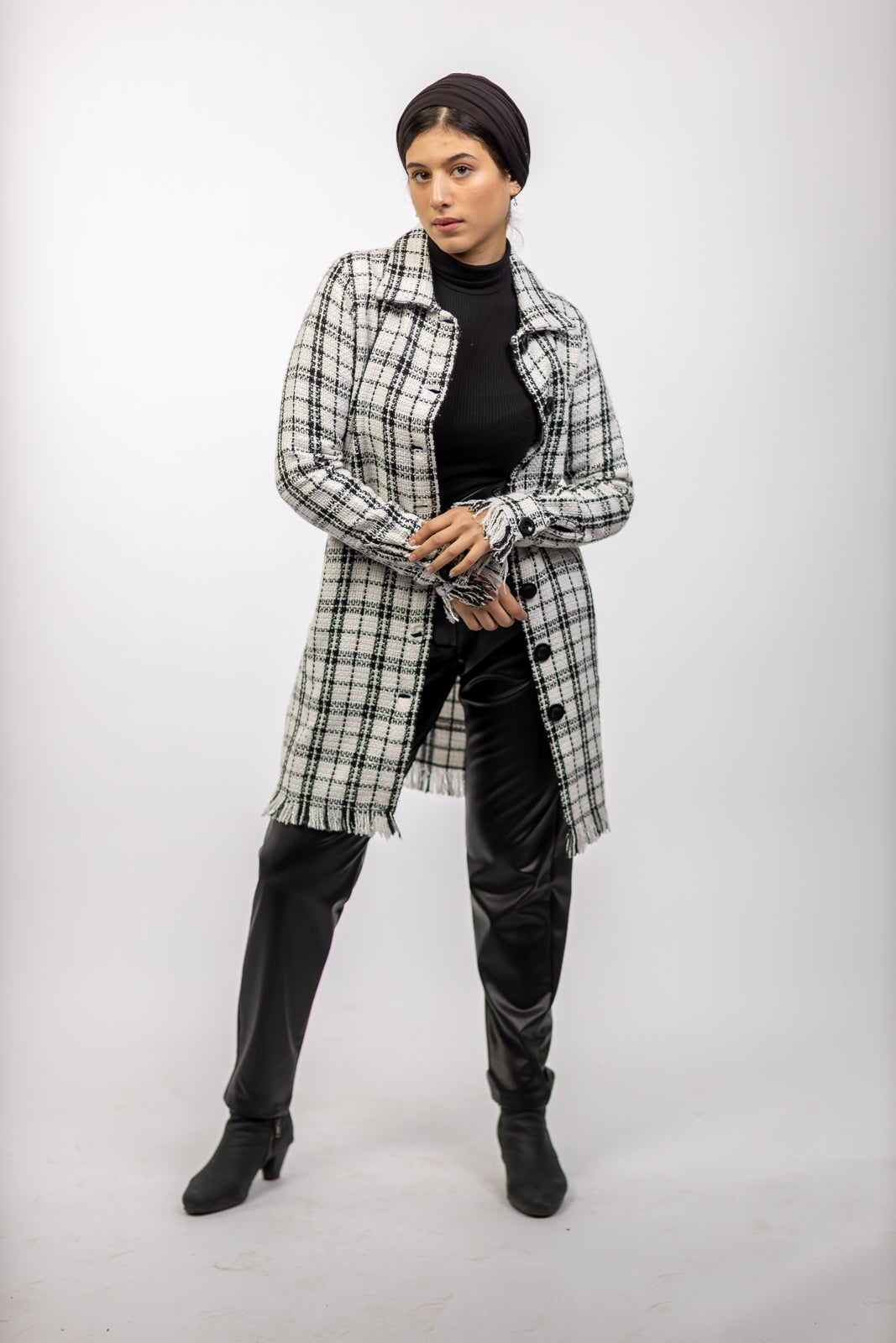 Long Checkered Wool Shirts With Fringes