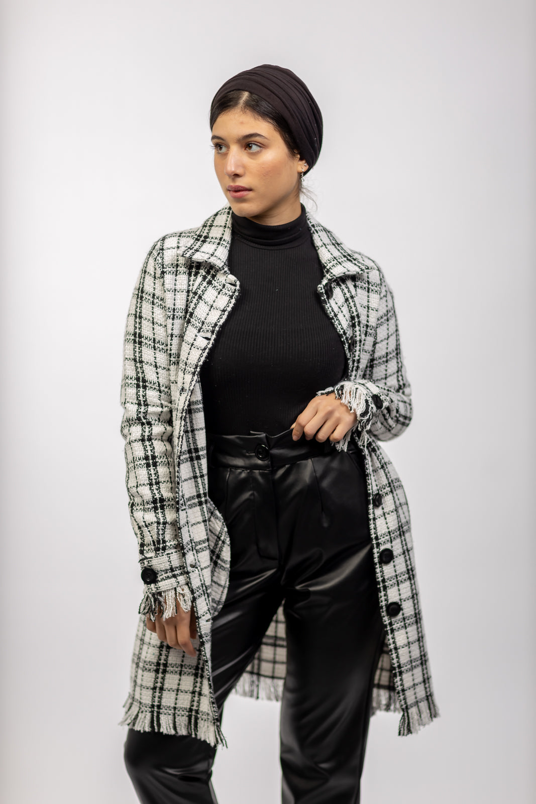 Long Checkered Wool Shirts With Fringes