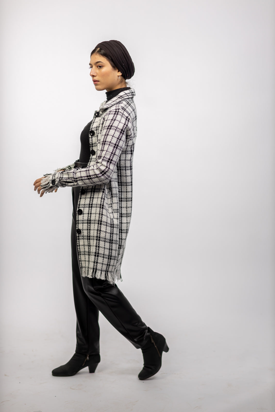 Long Checkered Wool Shirts With Fringes