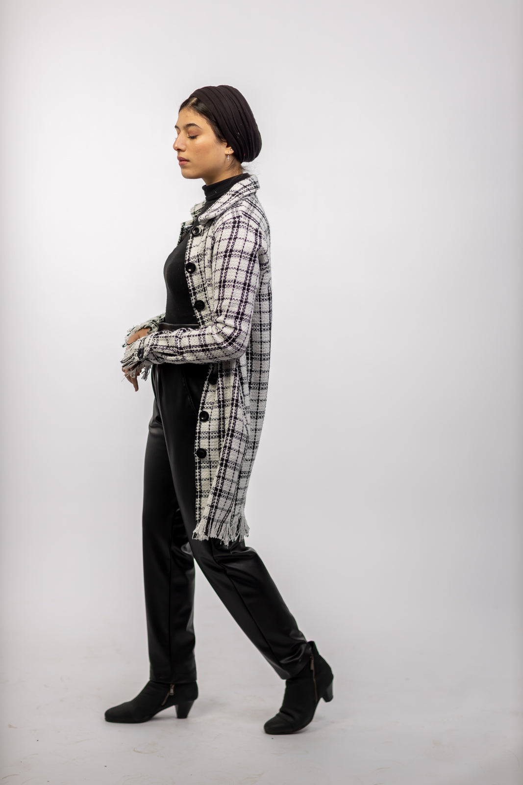 Long Checkered Wool Shirts With Fringes