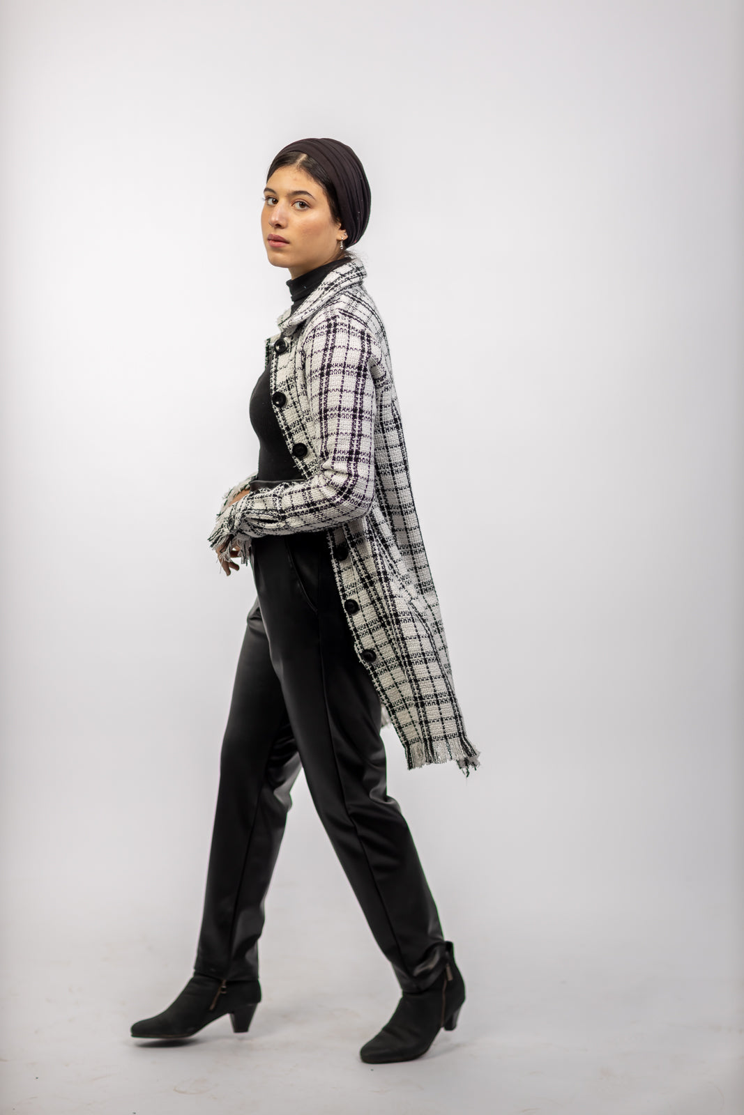 Long Checkered Wool Shirts With Fringes