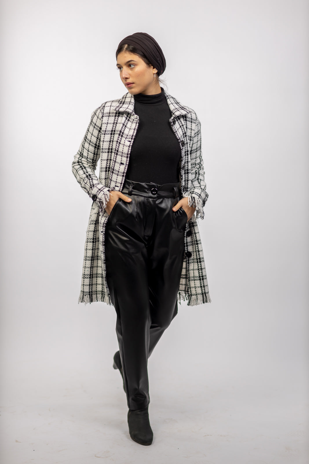 Long Checkered Wool Shirts With Fringes