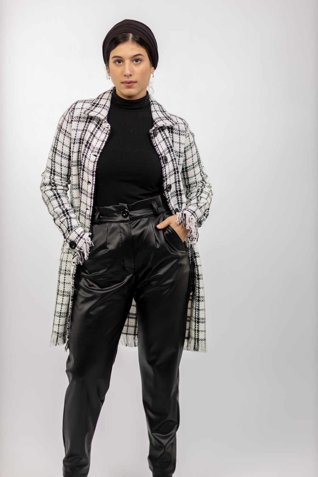 Long Checkered Wool Shirts With Fringes