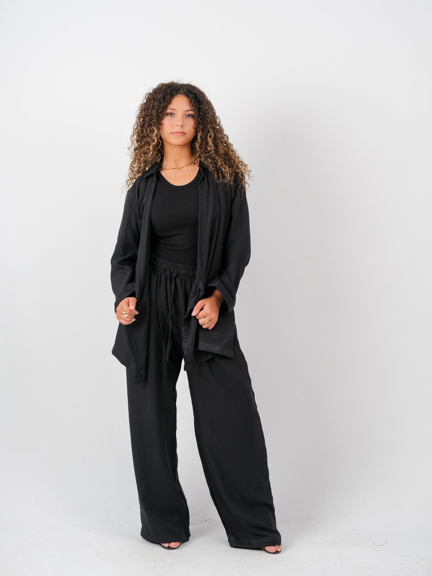 Linen set in black